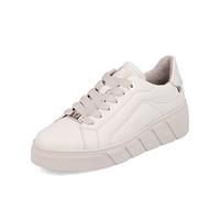 Rieker W0503-80 Ladies Off White Leather Lace Up Trainers