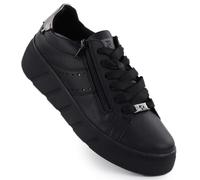 Rieker W2605-02 women's leather platform shoes in black