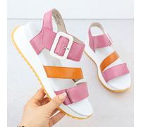 Rieker W2950-31 Women's Pink Leather High Heel Sandals