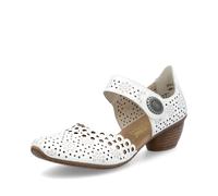 Rieker 43753 Mirjam Multi Colour Leather Laser Cut Dressy Heels (White 80, UK Footwear Size System, Adult, Women, Numeric, Medium, 6)