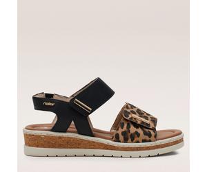 Rieker Wide Fit Wedge Sandal LEOPARD SIZE 3 1/2