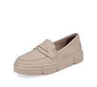 Rieker Women Loafers N5961, Ladies Slippers,Removable Insole,Slip-on Shoes,Leisure Shoes,Open wrap-up,Beige (Beige / 62),37 EU / 4 UK