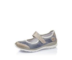 Rieker Women Low Shoes L32B5, Ladies Low Shoes with Hook-and-Loop,Hook-and-Loop,Street Shoe,Sneaker,Blue (Blau Kombi / 42),39 EU / 6 UK