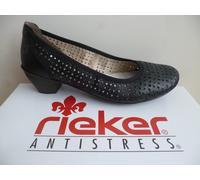Rieker Women Pumps Ballerina Slipper Shoes Leather Black 41752