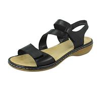 Rieker 659C7-00 Ladies Black Hook & Loop Sandals Size: EU 37 / UK