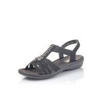 Rieker Women Sandals 60806, Ladies Strappy Sandals,Summer Shoe,Summer Sandal,Comfortable,Flat,Black (Schwarz / 00),40 EU / 6.5 UK