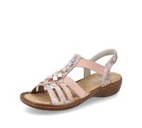 Rieker Women Sandals 60855, Ladies Strappy Sandals,Summer Shoe,Summer Sandal,Comfortable,Flat,Pink (rosa / 31),37 EU / 4 UK