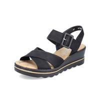 Rieker Women Sandals 67463, Ladies Strappy Sandals,Summer Shoe,Summer Sandal,Comfortable,Flat,Black (Schwarz / 00),37 EU / 4 UK
