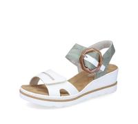 Rieker Ladies Rieker Buckle Detailed Wedge Heeled Sandals 67476 - Green Combination - UK 6.5