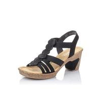 Rieker Women Sandals 69702, Ladies Strappy Sandals,Summer Shoes,Straps,Elegant,Feminine,Light Heel,Black (Schwarz / 00),40 EU / 6.5 UK