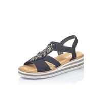 Rieker Women Sandals V02C1, Ladies Strappy Sandals,Summer Shoe,Summer Sandal,Comfortable,Flat,Black (Schwarz / 00),41 EU / 7.5 UK