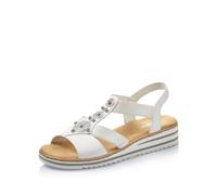 Rieker V0687-80 WHITE LEATHER Womens Wedge Sandals in a Plain Leather in Size 40