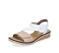 Rieker Women Sandals V3660, Ladies Strappy Sandals,Summer Shoe,Summer Sandal,Comfortable,Flat,Beige (Beige Kombi / 60),42 EU / 8 UK