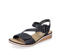 Rieker Women Sandals V3660, Ladies Strappy Sandals,Summer Shoe,Summer Sandal,Comfortable,Flat,Black (Schwarz / 02),38 EU / 5 UK