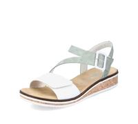 Rieker Women Sandals V3660, Ladies Strappy Sandals,Summer Shoe,Summer Sandal,Comfortable,Flat,Green (grün Kombi / 52),42 EU / 8 UK