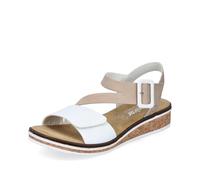 Rieker Women Sandals V3660, Ladies Strappy Sandals,Summer Shoe,Summer Sandal,Comfortable,Flat,White (Weiss Kombi / 80),37 EU / 4 UK