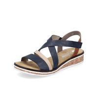 Rieker Women Sandals V3663, Ladies Strappy Sandals,Summer Shoe,Summer Sandal,Comfortable,Flat,Blue (Blau Kombi / 91),39 EU / 6 UK