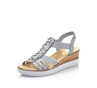 Rieker Women Sandals V38H8, Ladies Strappy Sandals,Summer Shoe,Summer Sandal,Comfortable,Flat,Blue (Blau / 12),36 EU / 3.5 UK