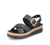 Rieker Women Sandals V7951, Ladies Strappy Sandals,Summer Shoe,Summer Sandal,Comfortable,Flat,Black (Schwarz / 00),39 EU / 6 UK