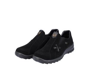 Rieker Women Slipper Sneaker Shoes Black Leather TEX L7171