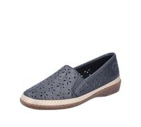Rieker Women's Loafer 47666 - Blue Leather Slip-On Comfort - UK 6.5 / EU 40