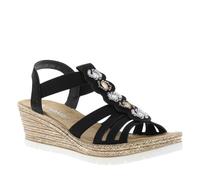 Rieker Wedge sandals 619B2-00 in Black 3.5