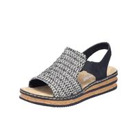 Rieker Women's 62971 Wedge Sandals, Black, Sand, Black, 3.5 UK