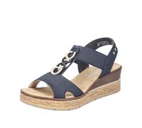 Rieker Women's 63798 Wedge Sandals, Blue, 6.5 UK