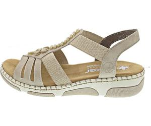 Rieker Women's 66201 Strappy Sandals, Beige, 43 EU