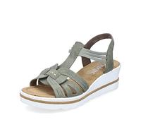 Rieker Women Sandals 67459, Ladies Strappy Sandals,Summer Shoe,Summer Sandal,Comfortable,Flat,Green (grün / 52),38 EU / 5 UK