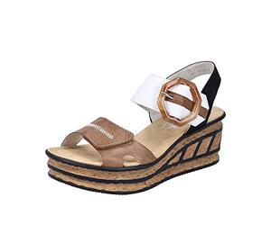 Rieker Women's 68176 Sandal, Beige Combi, 3.5 UK