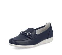 Rieker Womens Flat Loafer Style Slip On Shoes with Chain Detailing L9355-14 - Blue Leather - UK Size 8 - EU Size 42 - US Size 10