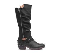 Rieker Womens Boot Black Zip Up Low Heel High Leg Boots SIZE