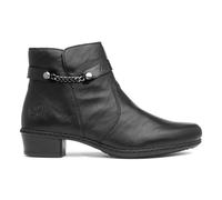 Rieker Womens Boots Black Ankle Zip Chain Faux Fur Lined Heeled SIZE