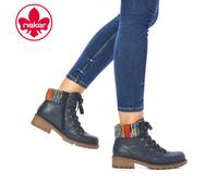 Rieker Womens Boots Fur Lined Side Zip Blue Water Resistant Shoes Z0445