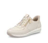 Rieker N1156 Cream Leather Slip on Sneakers with Elastic Laces (Cream 60, UK Footwear Size System, Adult, Women, Numeric, Medium, 3.5)