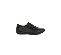 Rieker L1777-00 Black leather Womens Comfort Slip On Shoes in a Plain Leather in Size 40