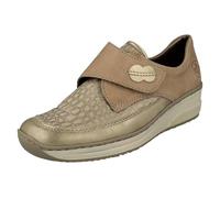 Rieker Womens Hook and Loop Shoes 487C0-60 - Beige Leather - UK Size 6 - EU Size 39 - US Size 8
