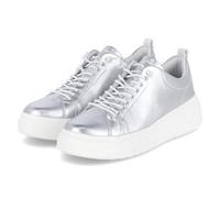 Rieker Women's Low Trainers Silver Metallic Smooth Leather, Silver platinum, 6 UK