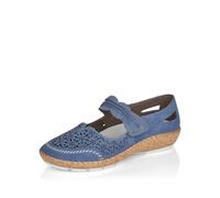 Rieker Ladies Cut Out Detailed Mary Jane Shoes 44896-15 - Blue Nubuck - UK Size 6 - EU Size 39 - US Size 8