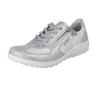 Rieker Womens Rieker Extra Wide Detailed Lace Up Trainers With Side Zip 59501 - Silver/Platinum - UK 8