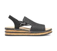 Rieker Womens Sandals Black Adults Ladies Heeled Slip On Wedge Antistress SIZE