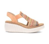 Rieker Womens Sandals Orange Wedge Apricot Weave Multicoloured Antistress SIZE