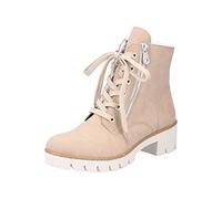 Rieker Women's Schnürstiefel Biker Boots, Beige, 7.5 UK