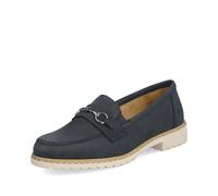 Rieker Ladies Flat Loafer Style Shoes 51860-14 - Blue Nubuck Leather - UK Size 5 - EU Size 38 - US Size 7