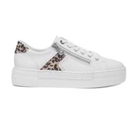 Rieker Women's N4924 White Leather and Leopard Platform Sneakers (White Leopard, UK Footwear Size System, Adult, Women, Numeric, Medium, 4)