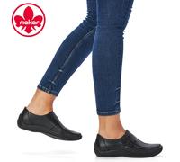 Rieker Womens Slim Fit (E) Black Leather Shoes Lightweight Ladies Flat UK 4 - 8
