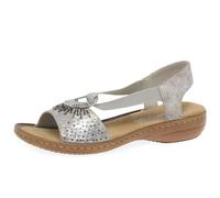 Rieker 60880-90 Silver Glitz Womens Comfortable Sandals in a Plain Man-made in Size 39