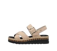 Rieker V7951-60 Beige leather Womens Flat Sandals in a Plain Leather in Size 37