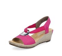 Rieker Women's wedge heel slip on sandals (Fuchsia, UK Footwear Size System, Adult, Women, Numeric, Medium, 5)